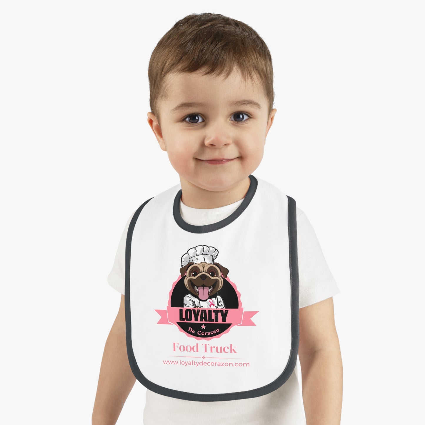 Loyalty De Corazon Pnk Logo Baby Contrast Trim Jersey Bib