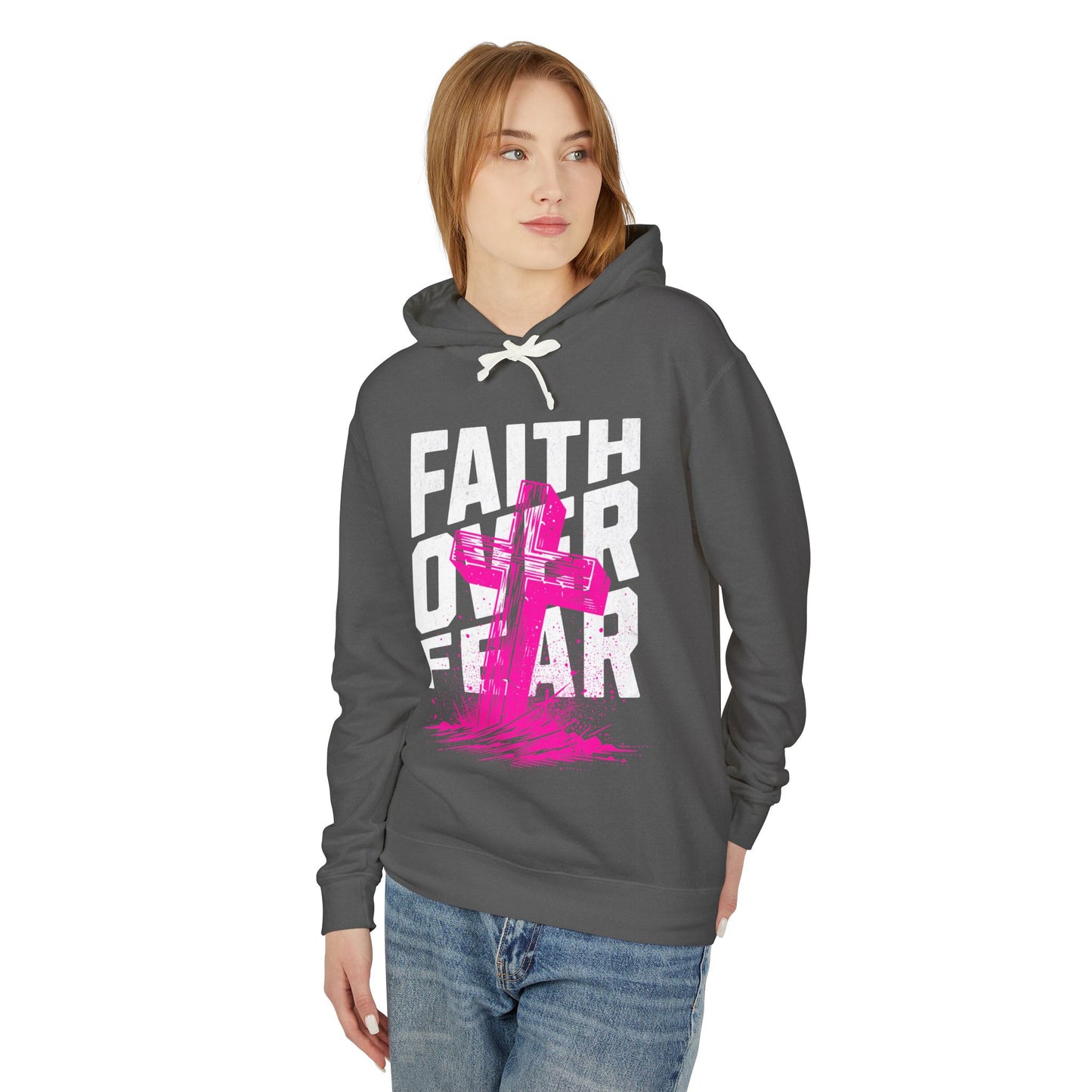 Faith Over Fear Unisex Lightweight Hooded Sweatshirt
