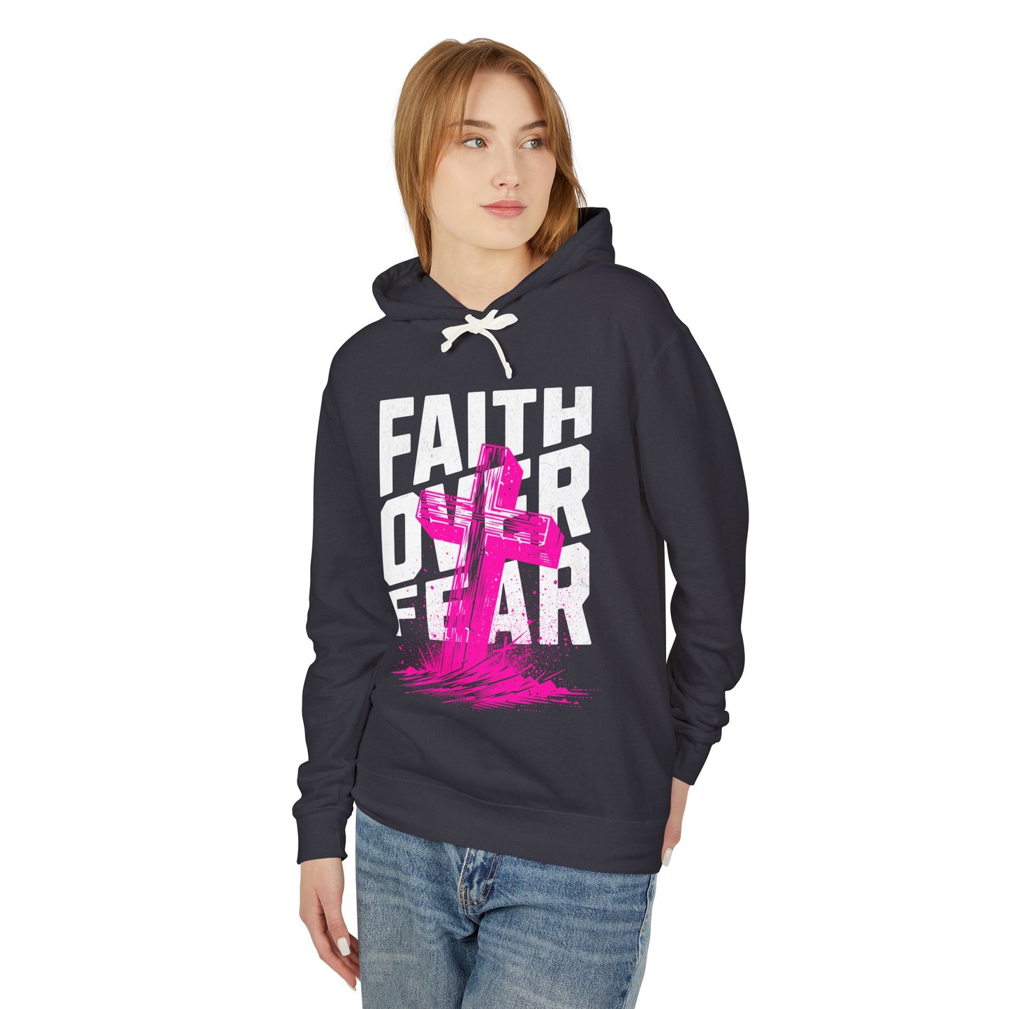 Faith Over Fear Unisex Lightweight Hooded Sweatshirt