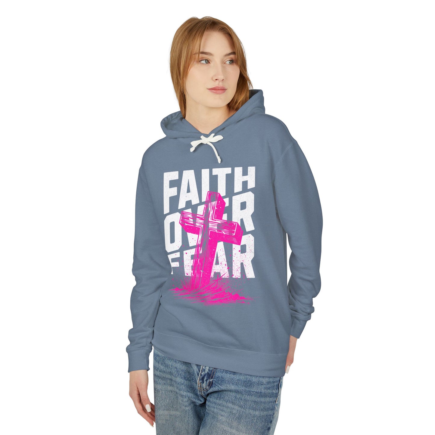 Faith Over Fear Unisex Lightweight Hooded Sweatshirt