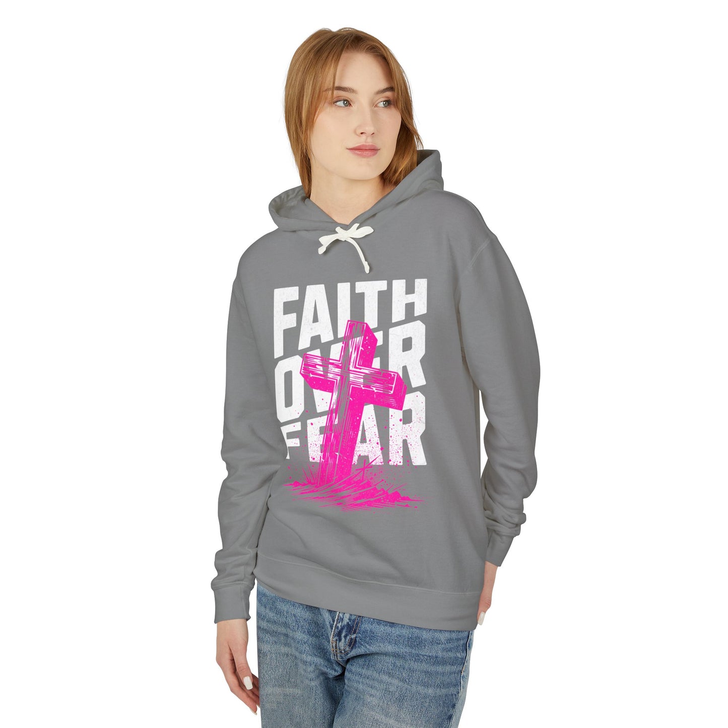 Faith Over Fear Unisex Lightweight Hooded Sweatshirt