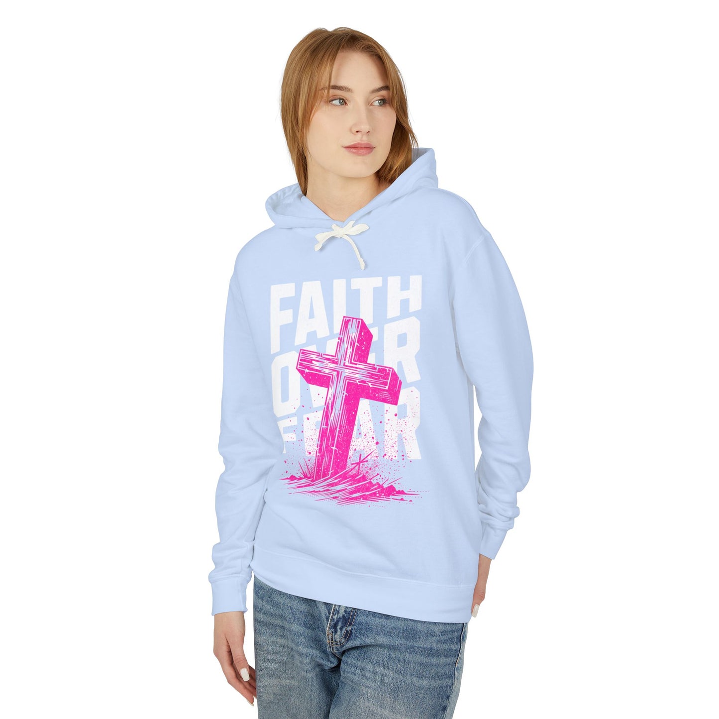 Faith Over Fear Unisex Lightweight Hooded Sweatshirt