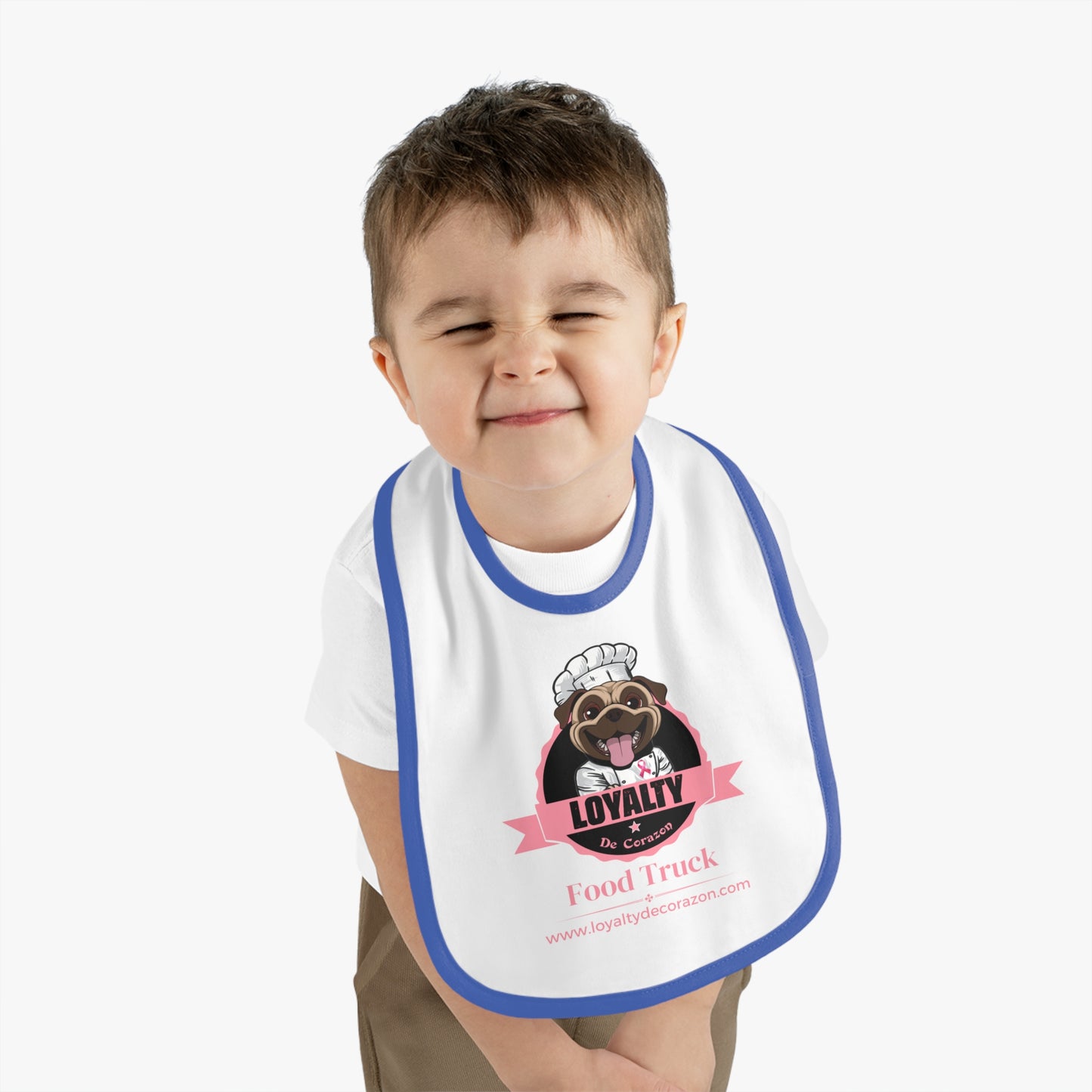Loyalty De Corazon Pnk Logo Baby Contrast Trim Jersey Bib