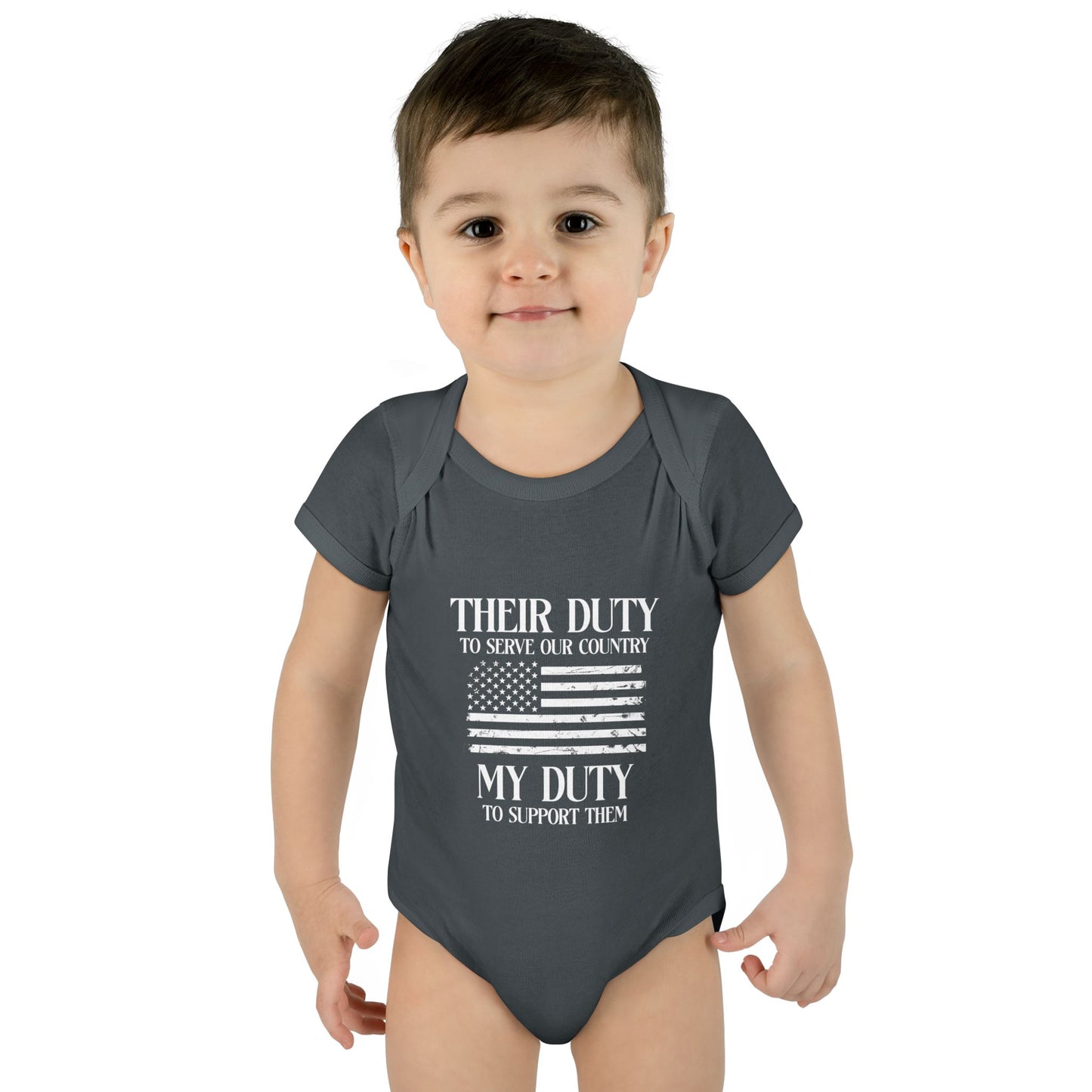 Their Duty our Duty Infant Baby Rib Bodysuit darker colors