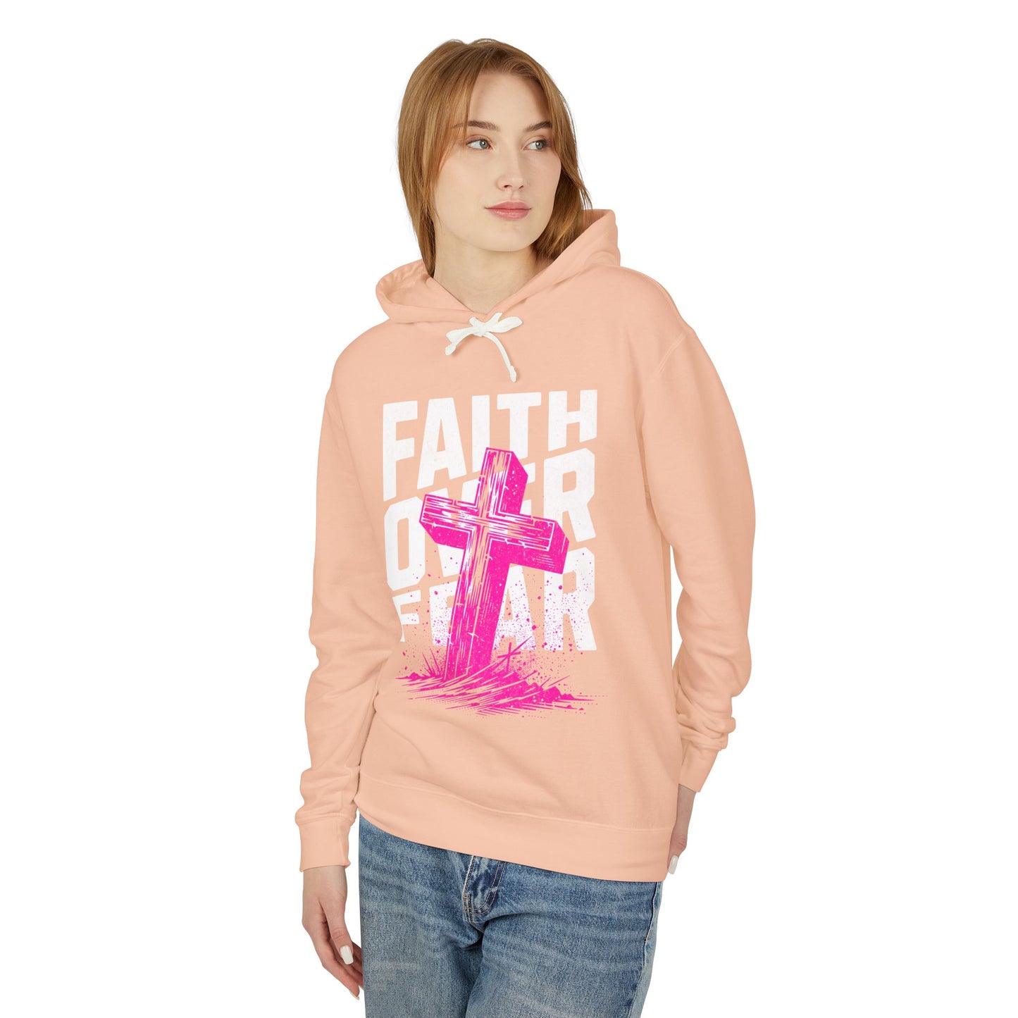 Faith Over Fear Unisex Lightweight Hooded Sweatshirt