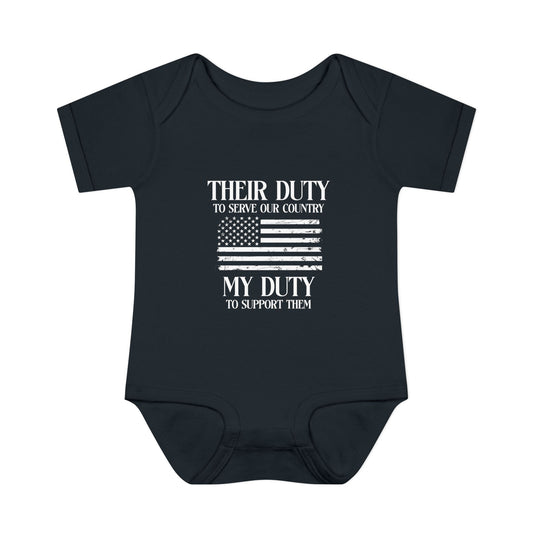 Their Duty our Duty Infant Baby Rib Bodysuit darker colors