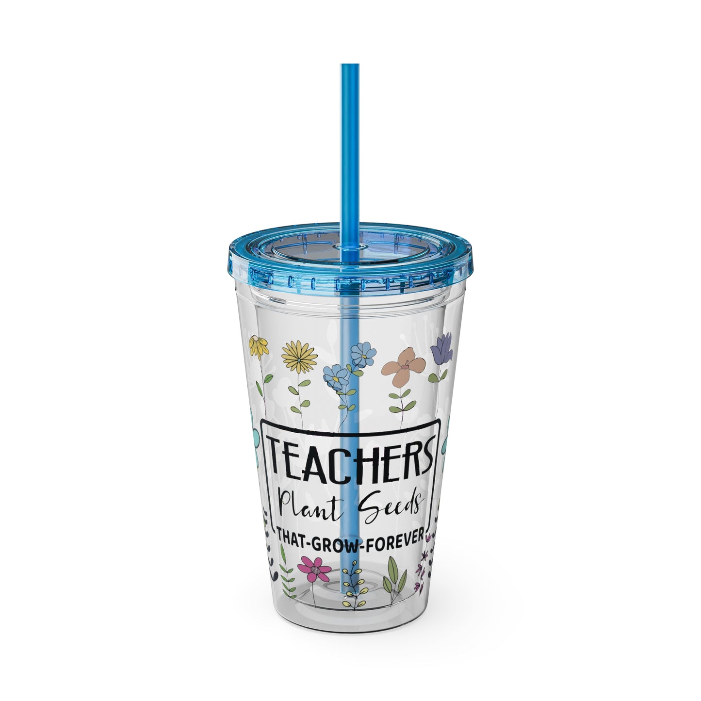 Teacher Plants Seeds Sunsplash Tumbler with Straw, 16oz