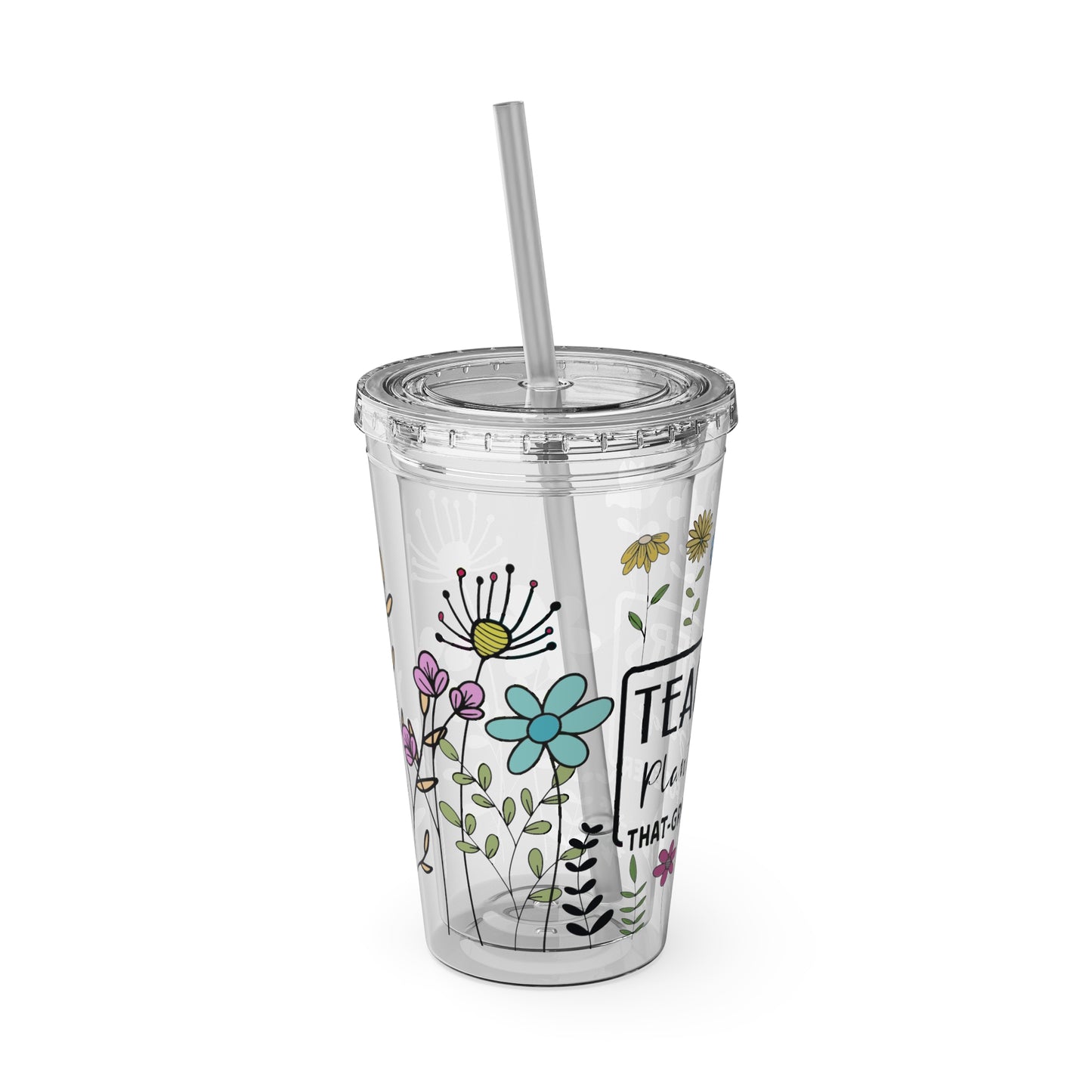 Teacher Plants Seeds Sunsplash Tumbler with Straw, 16oz