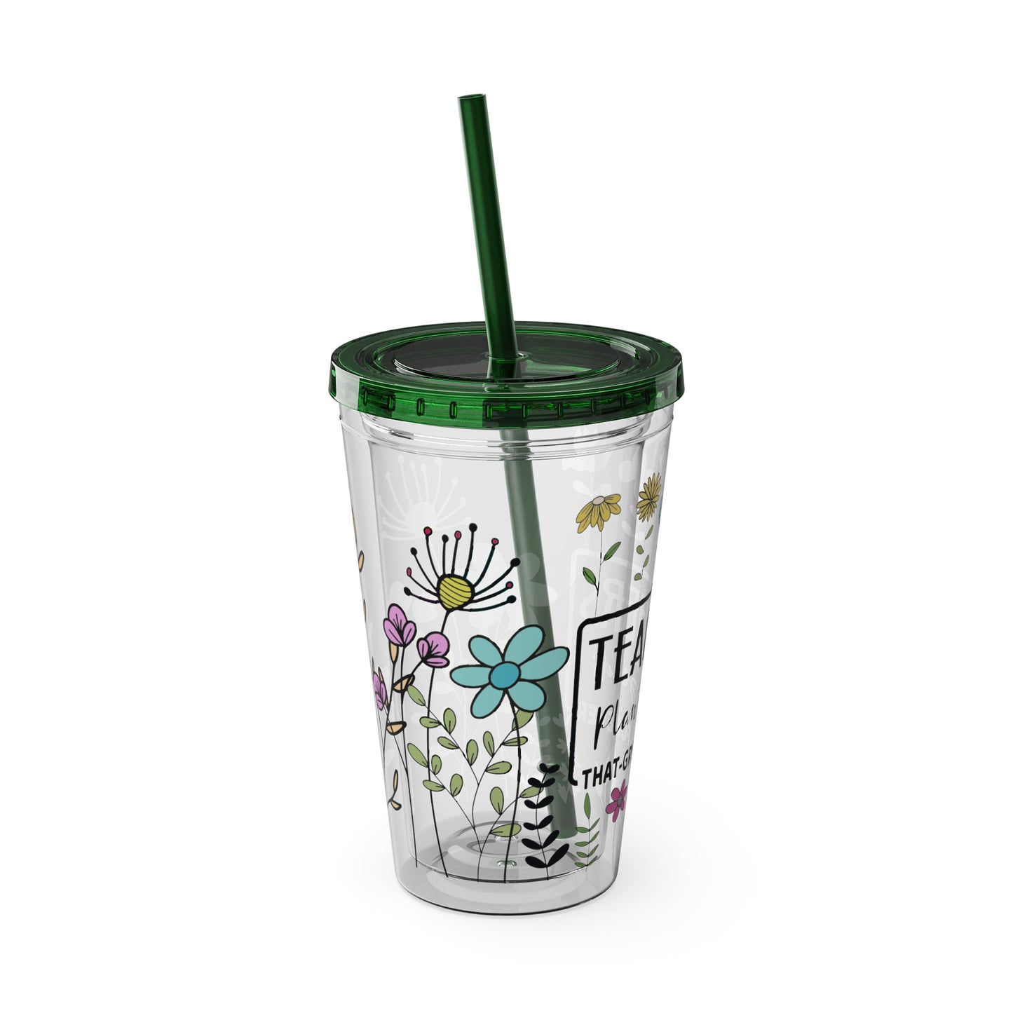Teacher Plants Seeds Sunsplash Tumbler with Straw, 16oz