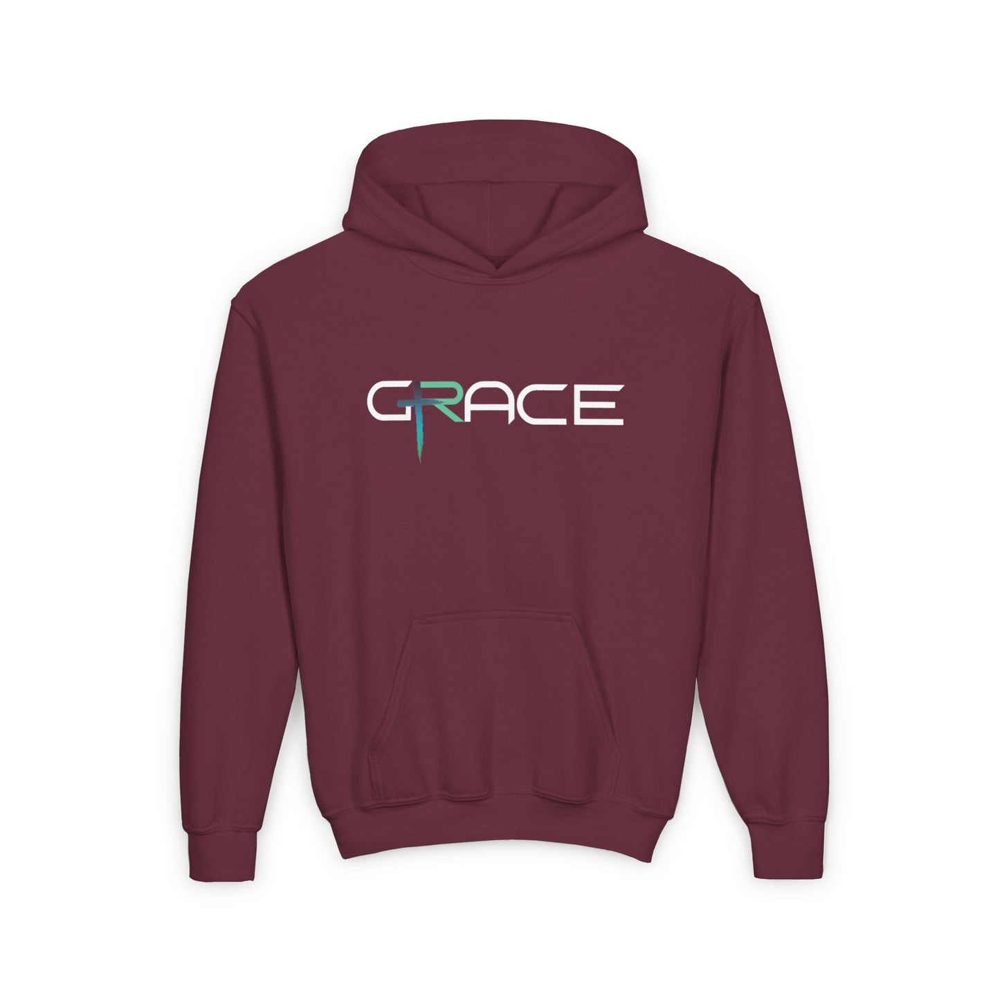 Youth Heavy Blend Hooded Sweatshirt - 'Grace' | Cozy Style, Great for Gifts, Faith Inspired, Everyday Comfort, Teens & Kids