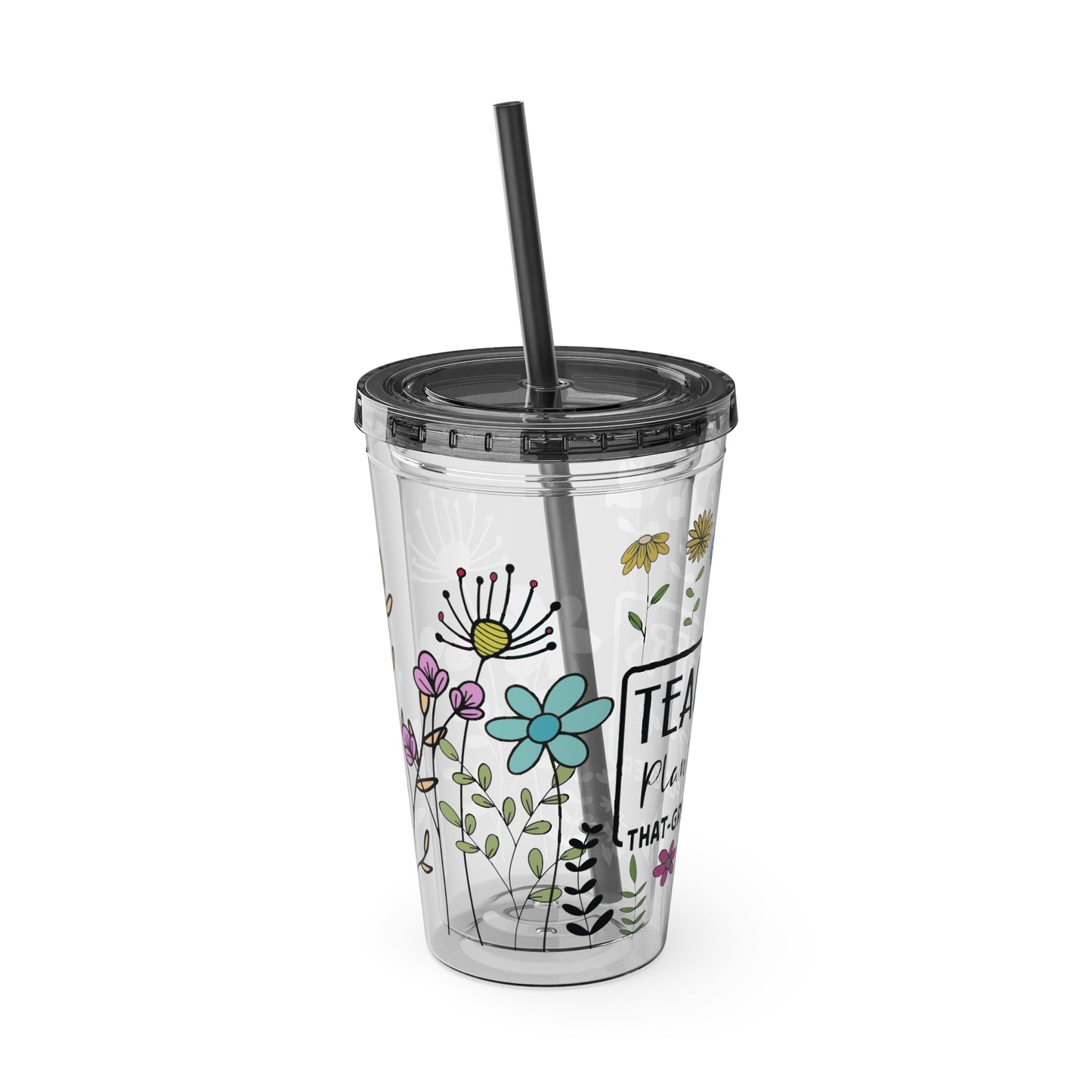 Teacher Plants Seeds Sunsplash Tumbler with Straw, 16oz