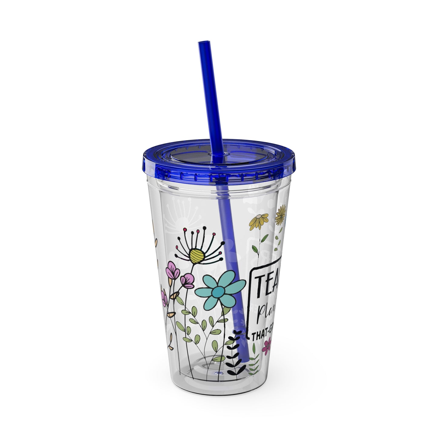 Teacher Plants Seeds Sunsplash Tumbler with Straw, 16oz