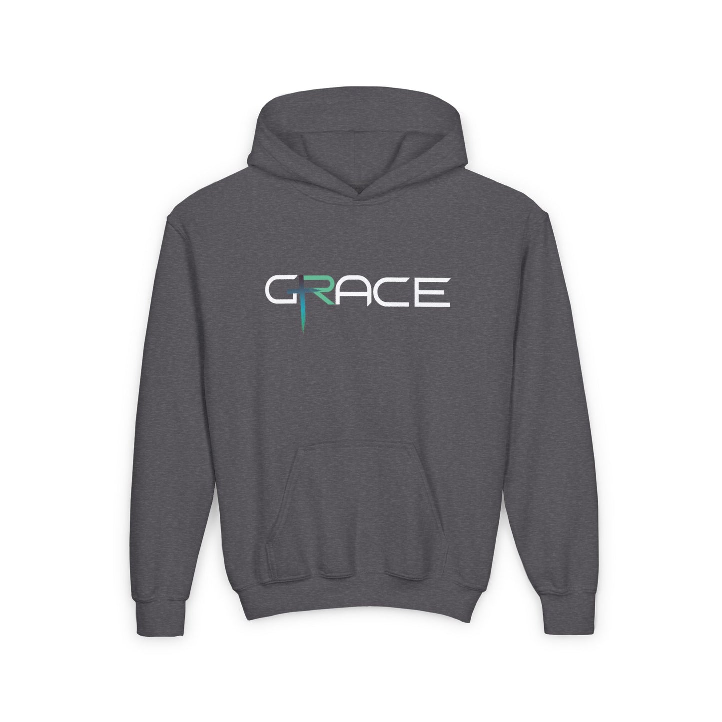 Youth Heavy Blend Hooded Sweatshirt - 'Grace' | Cozy Style, Great for Gifts, Faith Inspired, Everyday Comfort, Teens & Kids