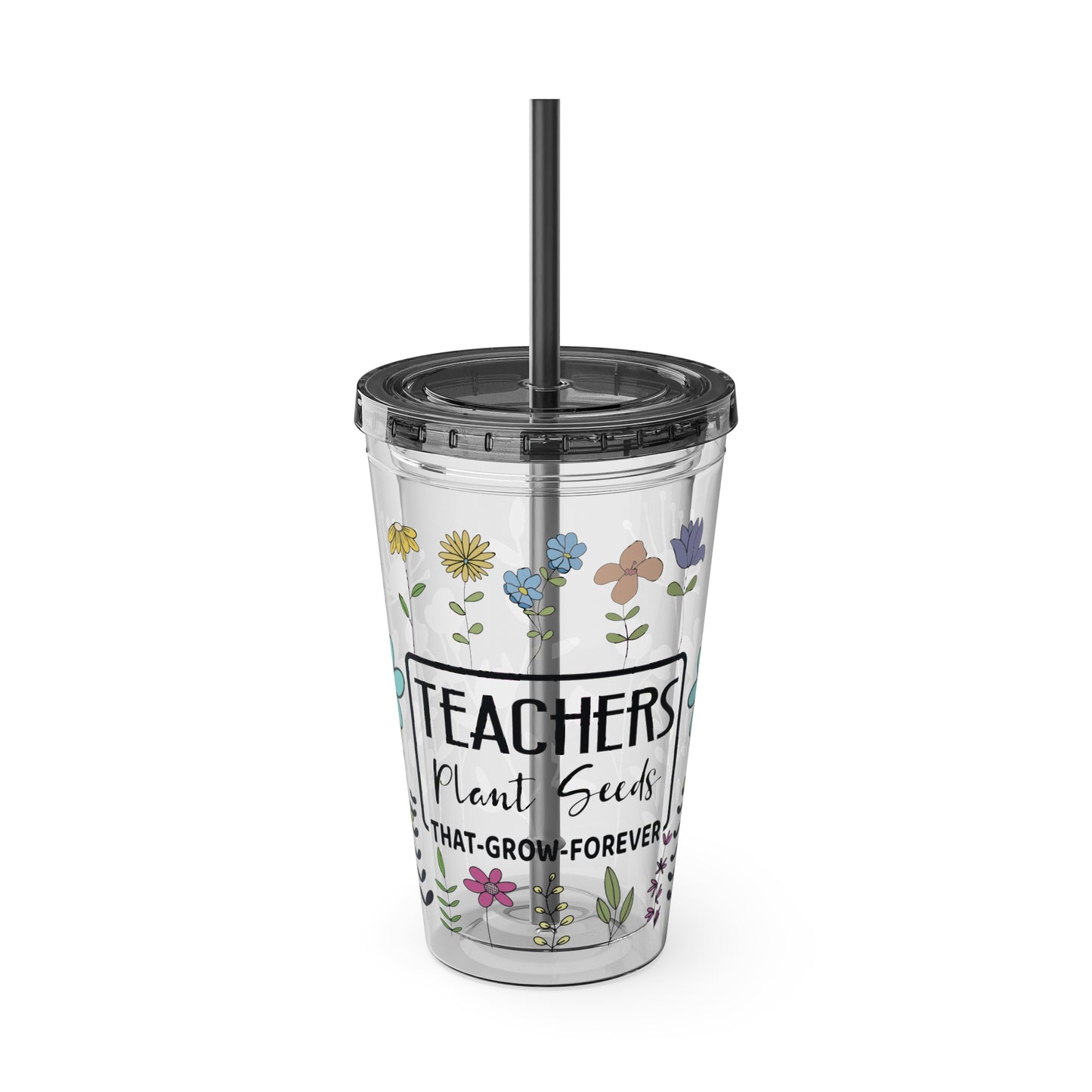 Teacher Plants Seeds Sunsplash Tumbler with Straw, 16oz