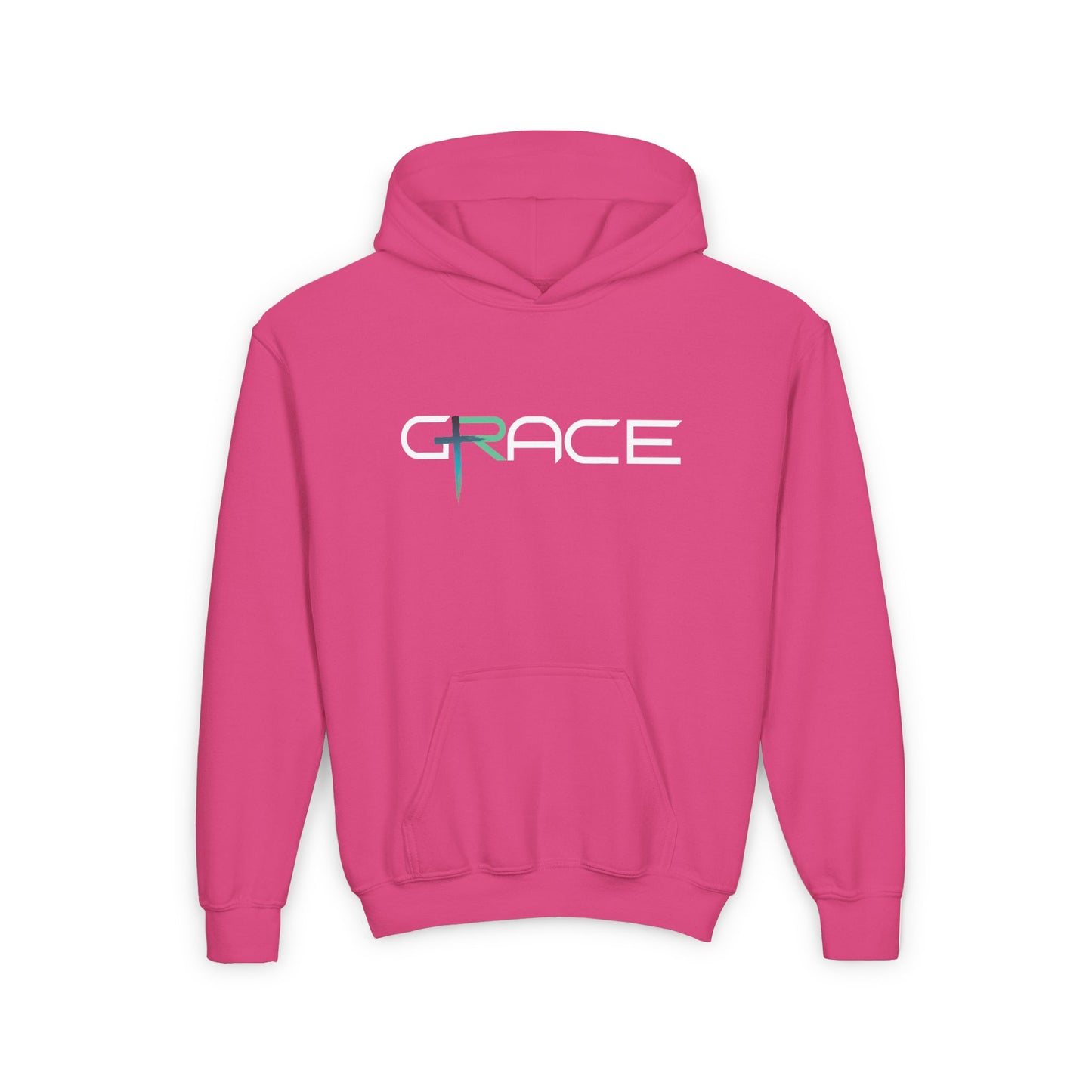 Youth Heavy Blend Hooded Sweatshirt - 'Grace' | Cozy Style, Great for Gifts, Faith Inspired, Everyday Comfort, Teens & Kids