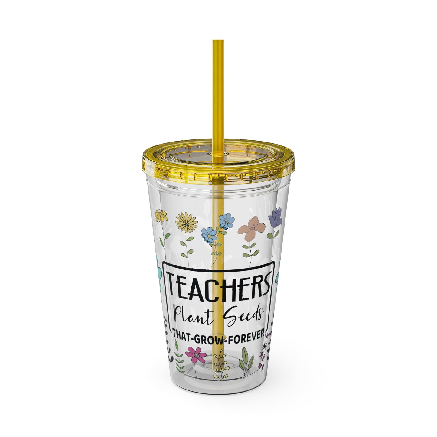 Teacher Plants Seeds Sunsplash Tumbler with Straw, 16oz