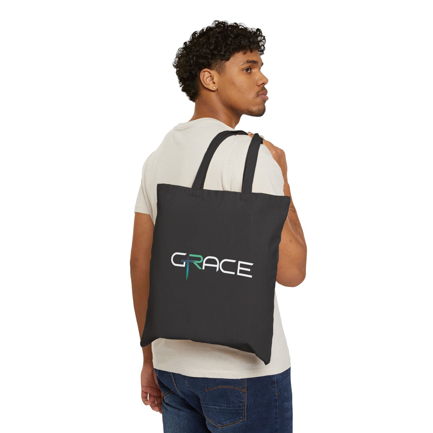 Grace tote dark Cotton Canvas Tote Bag