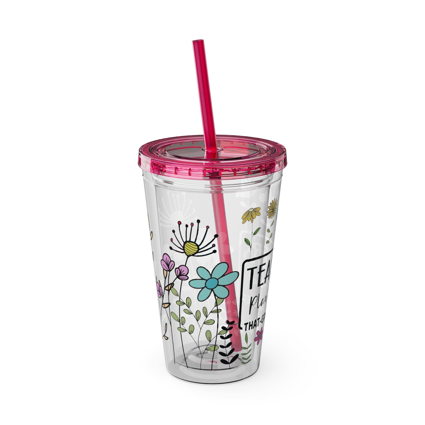 Teacher Plants Seeds Sunsplash Tumbler with Straw, 16oz