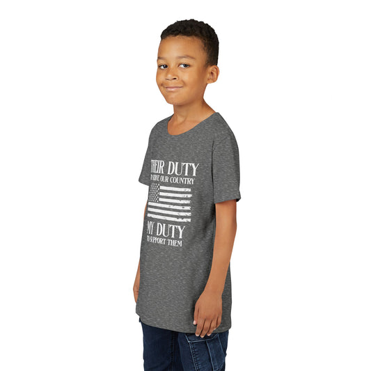 Their Duty My Duty Youth Short Sleeve Tee Darker colors