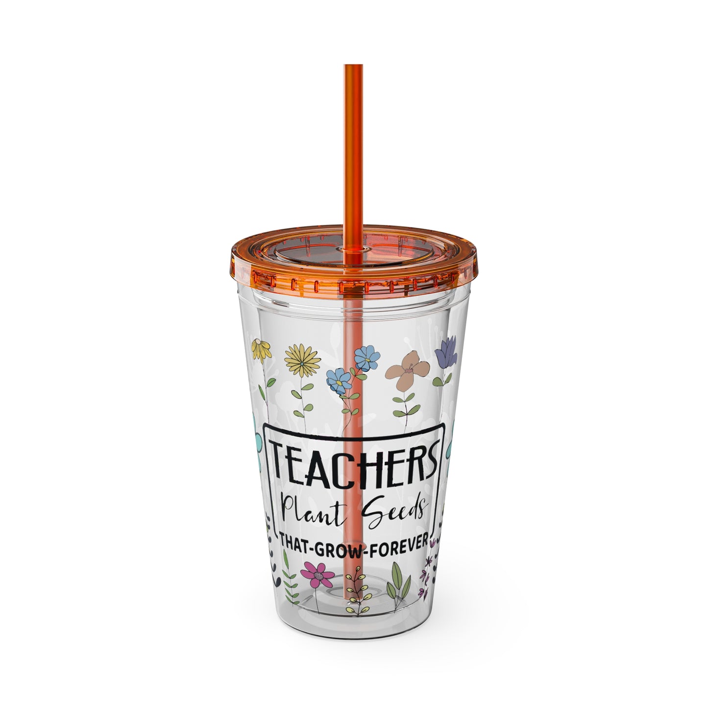 Teacher Plants Seeds Sunsplash Tumbler with Straw, 16oz