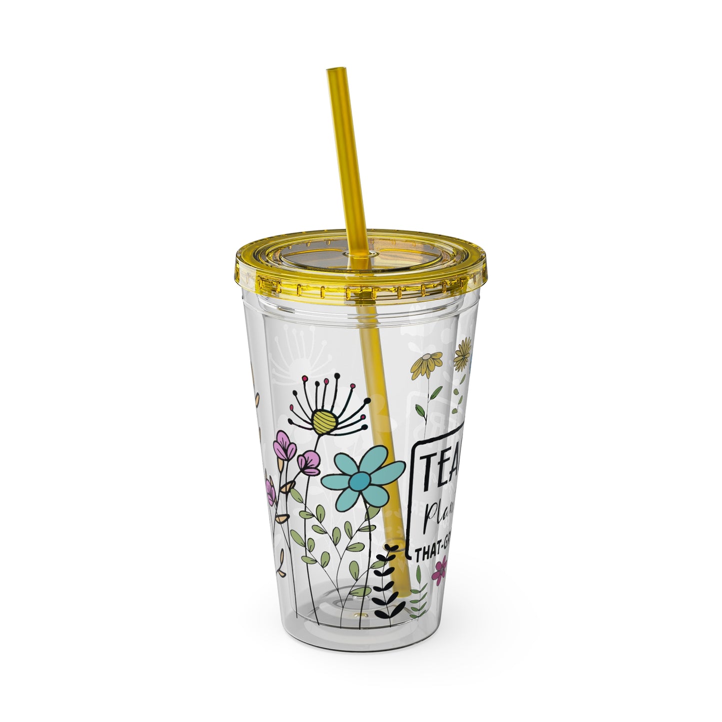 Teacher Plants Seeds Sunsplash Tumbler with Straw, 16oz