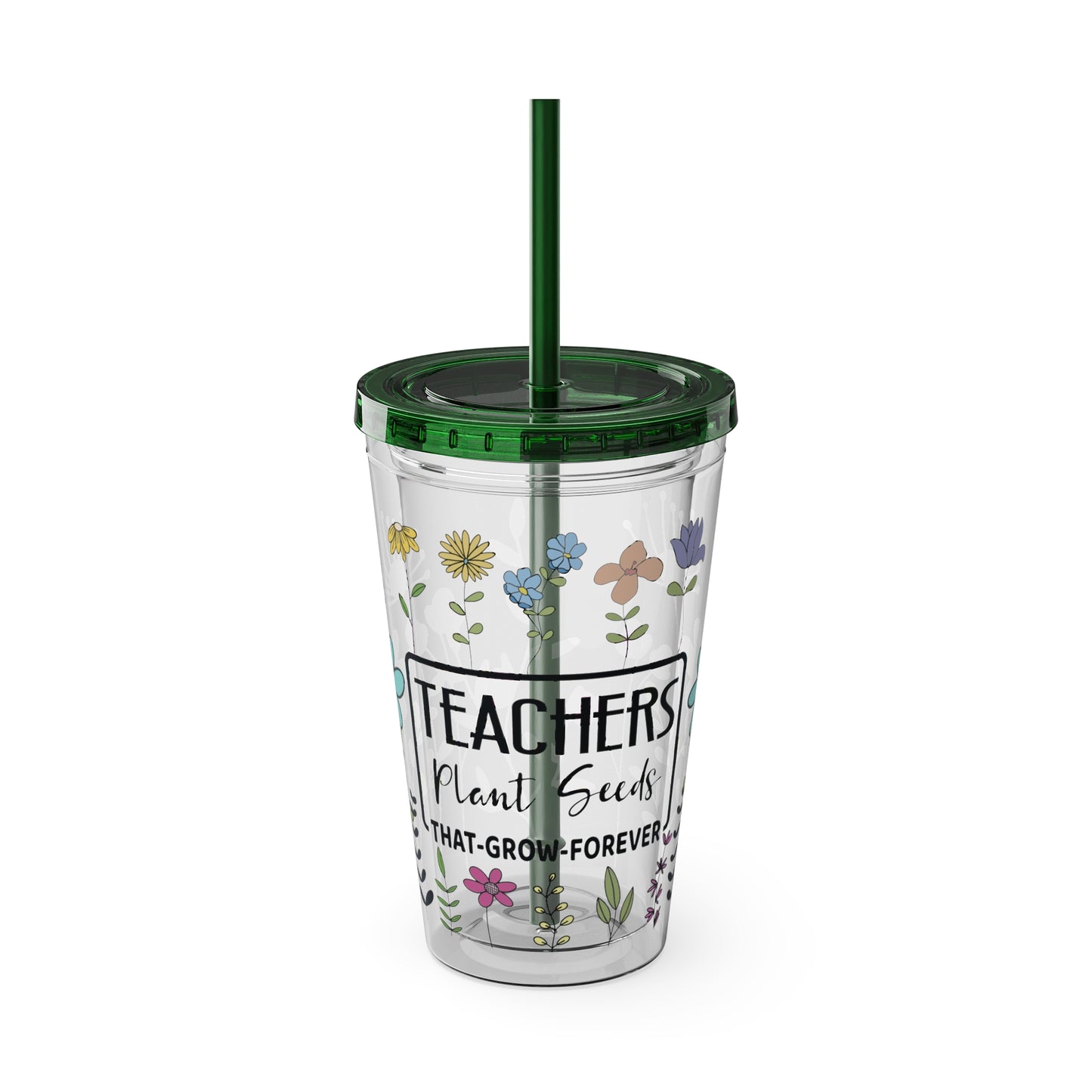 Teacher Plants Seeds Sunsplash Tumbler with Straw, 16oz