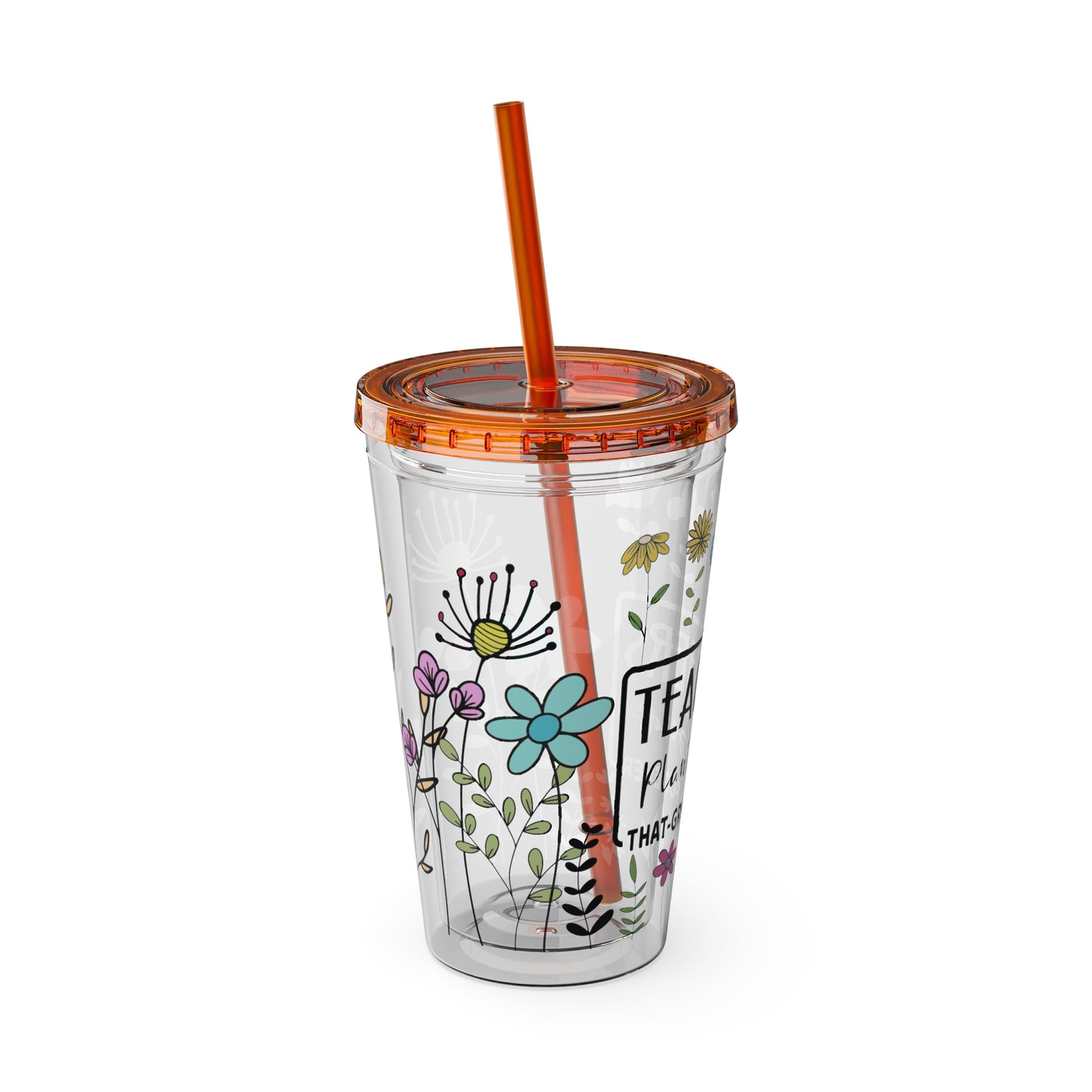 Teacher Plants Seeds Sunsplash Tumbler with Straw, 16oz