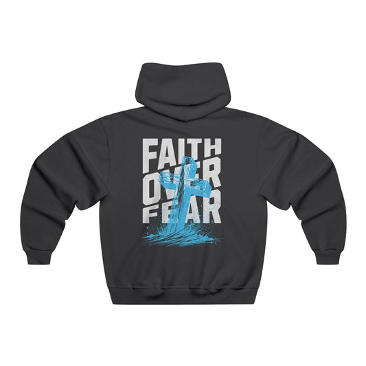 Faith Over Fear full back design.  Men's NUBLEND® Hooded Sweatshirt