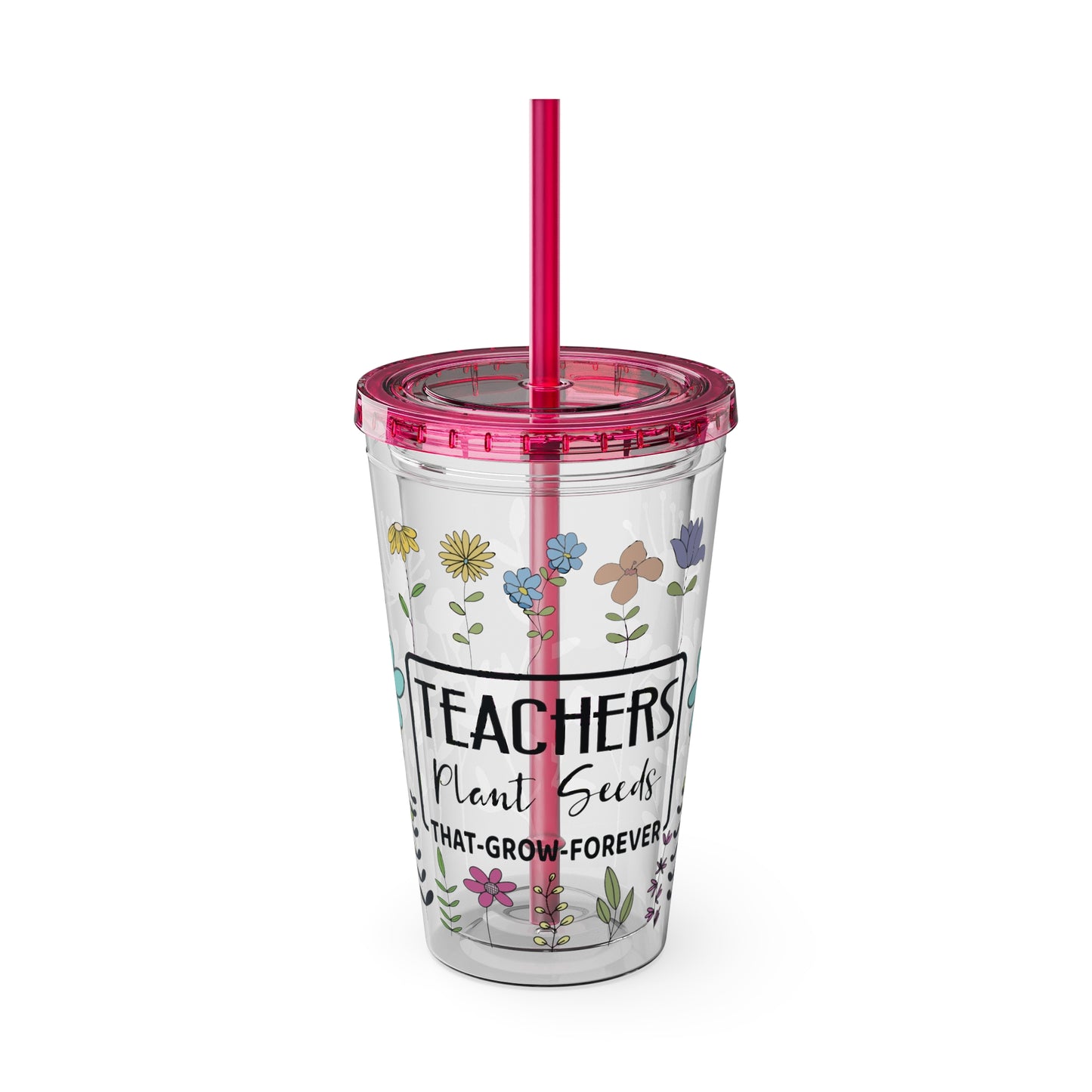 Teacher Plants Seeds Sunsplash Tumbler with Straw, 16oz