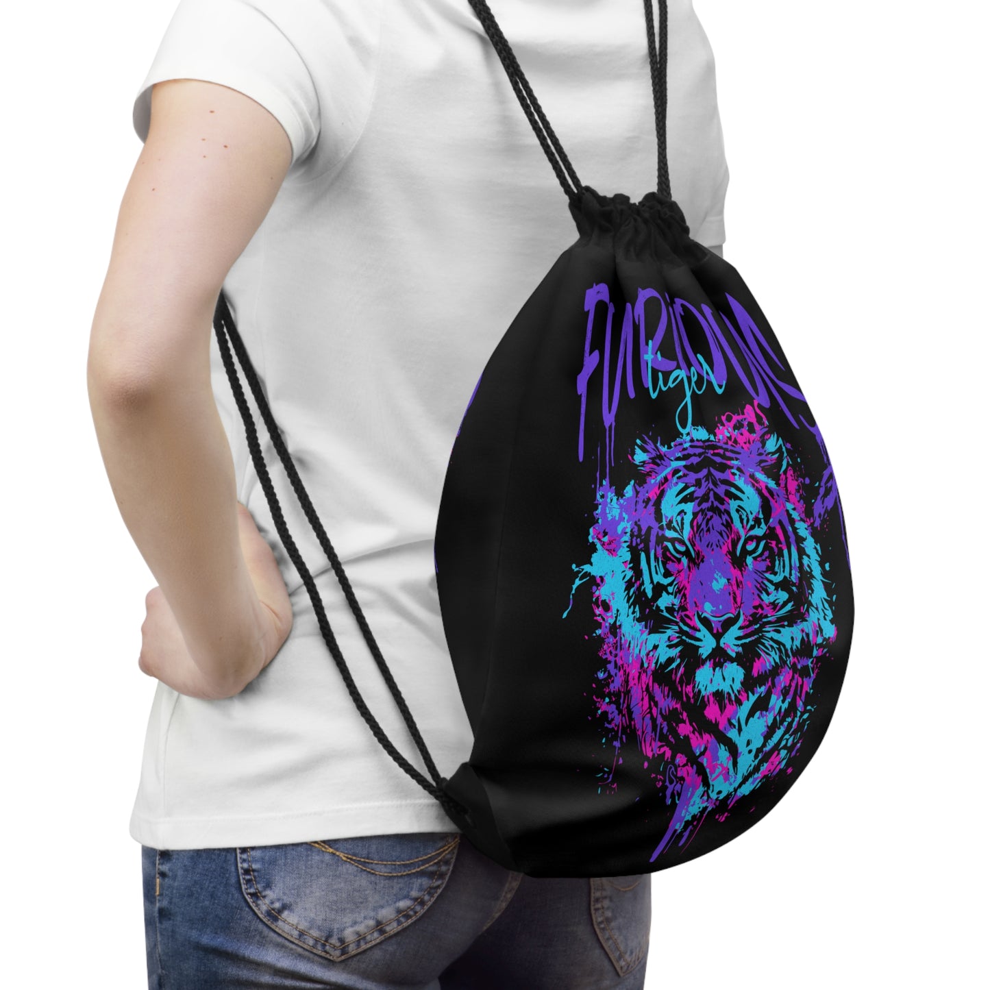 Furious Tiger Drawstring Bag