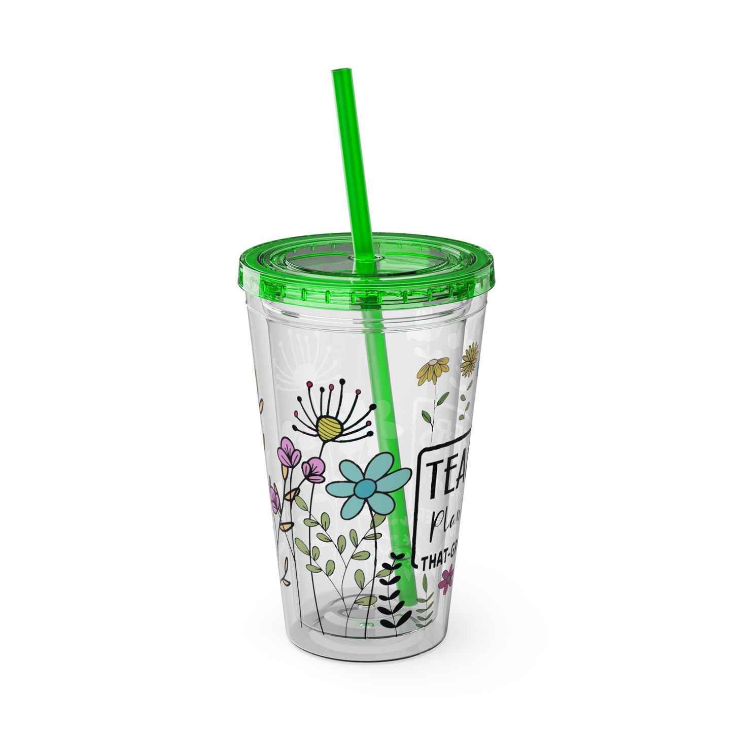 Teacher Plants Seeds Sunsplash Tumbler with Straw, 16oz