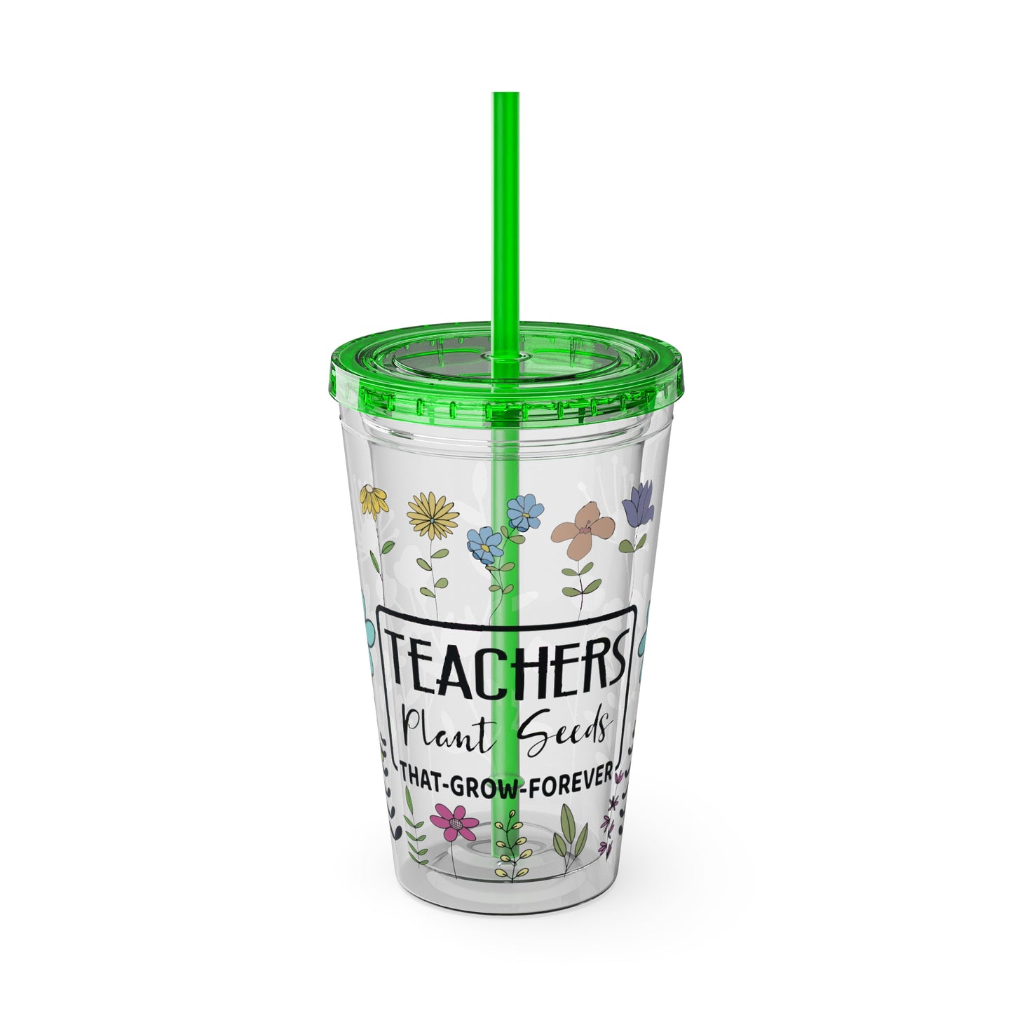 Teacher Plants Seeds Sunsplash Tumbler with Straw, 16oz