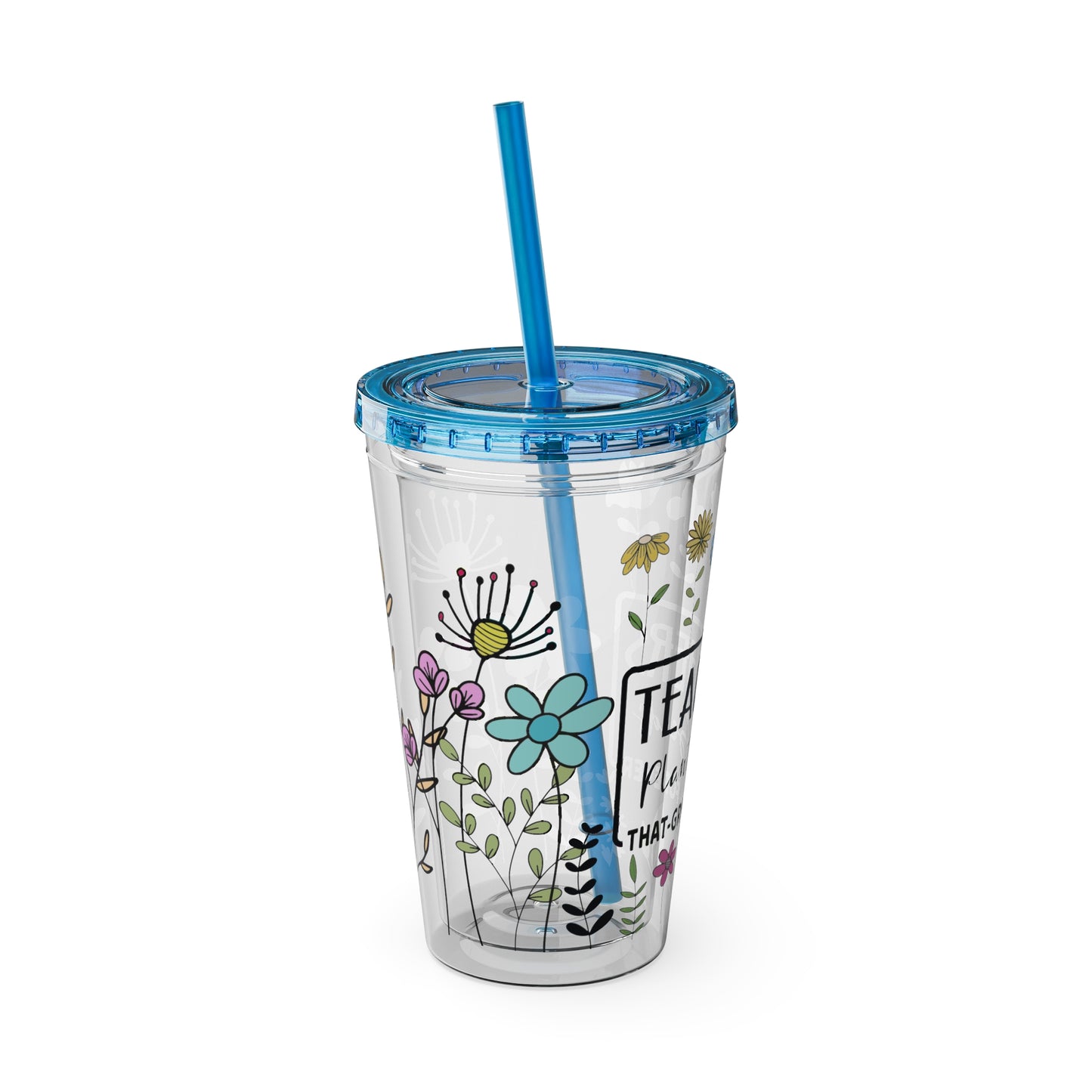 Teacher Plants Seeds Sunsplash Tumbler with Straw, 16oz